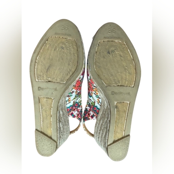 Desigual Lili NWT Espadrille Floral Wedge Heel Slip On Multicoloured Size 36/6W - Picture 7 of 9